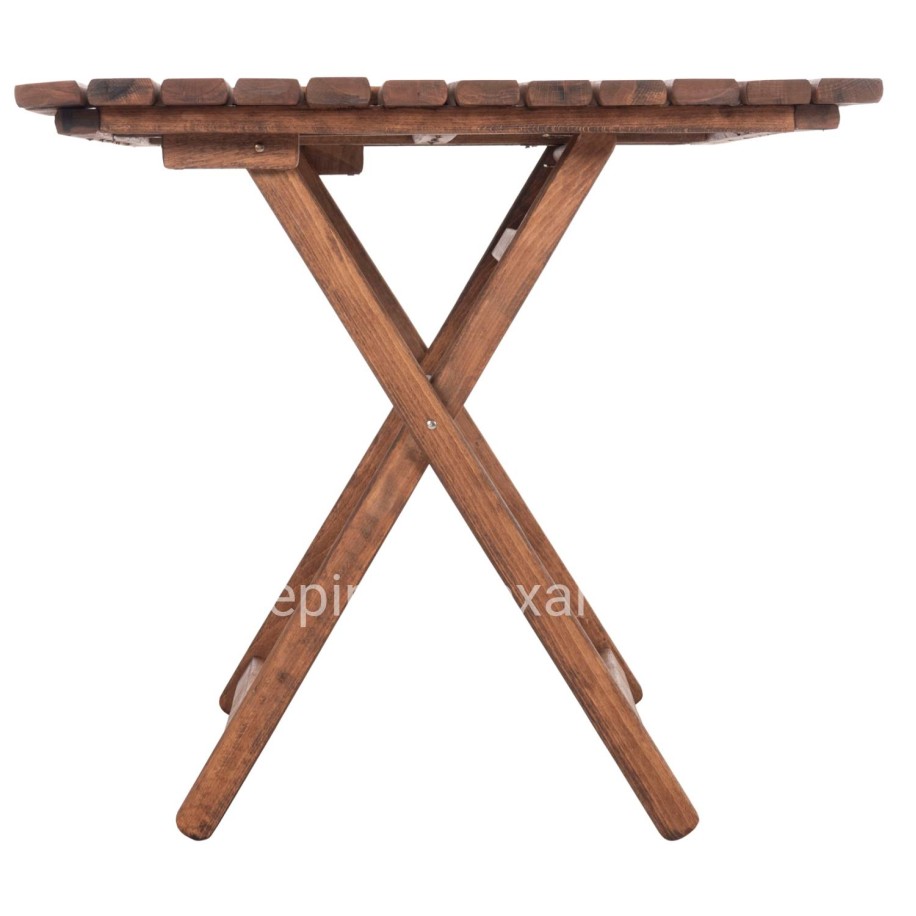 OUTDOOR DIRECTOR'S DINING SET 5PCS LIMNOS HM21135 BEECH WOOD IN WALNUT COLOR--TEXTILENE IN ECRU