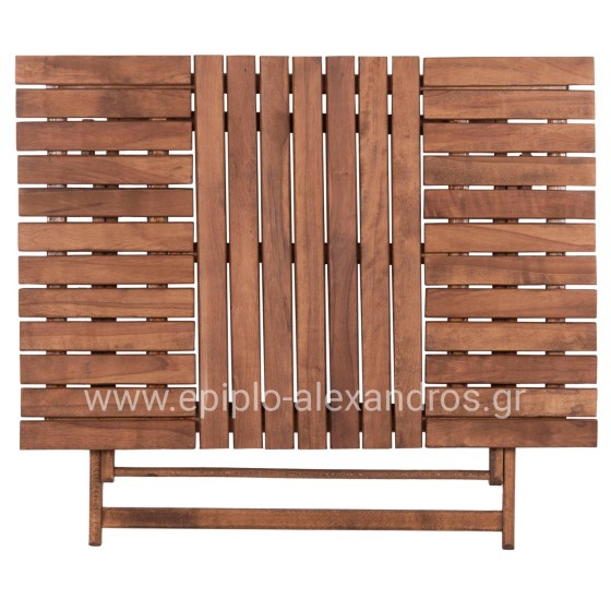 OUTDOOR DIRECTOR'S DINING SET 5PCS LIMNOS HM21135 BEECH WOOD IN WALNUT COLOR--TEXTILENE IN ECRU