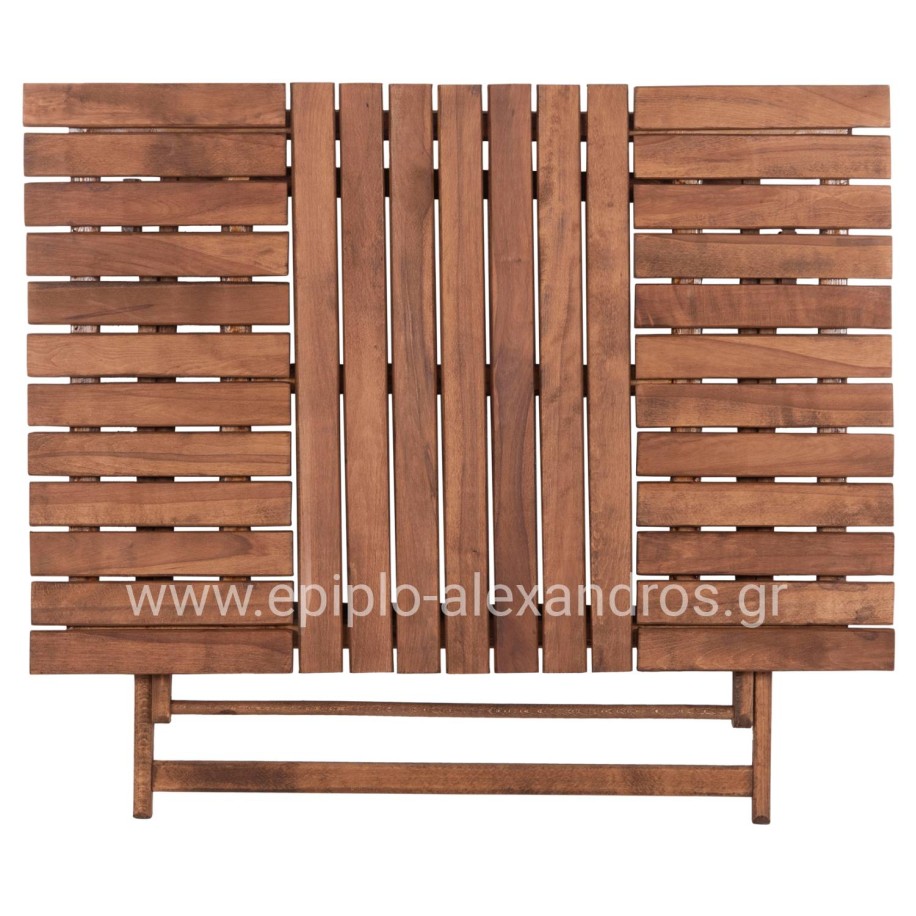 OUTDOOR DIRECTOR'S DINING SET 5PCS LIMNOS HM21135 BEECH WOOD IN WALNUT COLOR--TEXTILENE IN ECRU