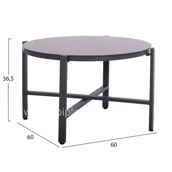 OUTDOOR LOUNGE SET 4PCS JULIETTE HM6280.03 GREY ALUMINUM-TEXTILENE--TEMPERED GLASS