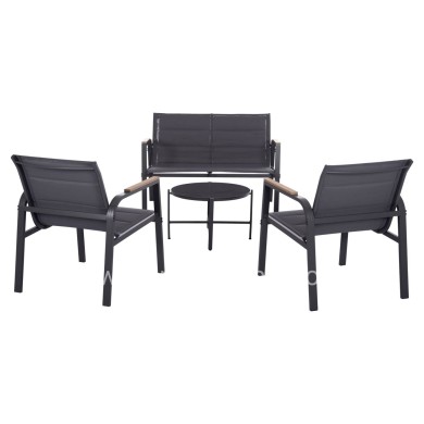 OUTDOOR LOUNGE SET 4PCS JULIETTE HM6280.03 GREY ALUMINUM-TEXTILENE--TEMPERED GLASS