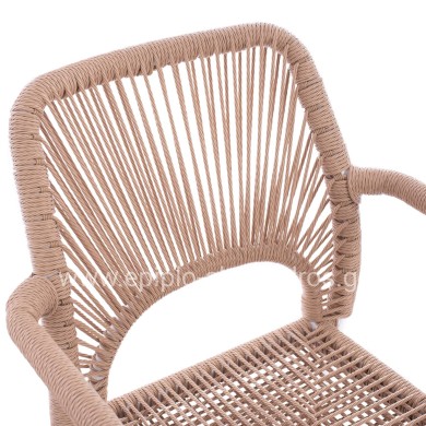 OUTDOOR DINING SET 7PCS KRUM HM21131 WHITE ALUMINUM--P.E.TWISTED RATTAN