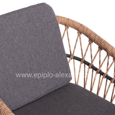 OUTDOOR DINING SET 7PCS KRUM HM21157 DARK GREY ALUMINUM--P.E. RATTAN