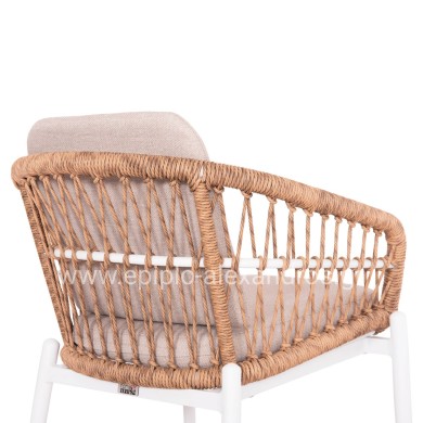 OUTDOOR DINING SET 7PCS KRUM HM21149 WHITE ALUMINUM--P.E. RATTAN