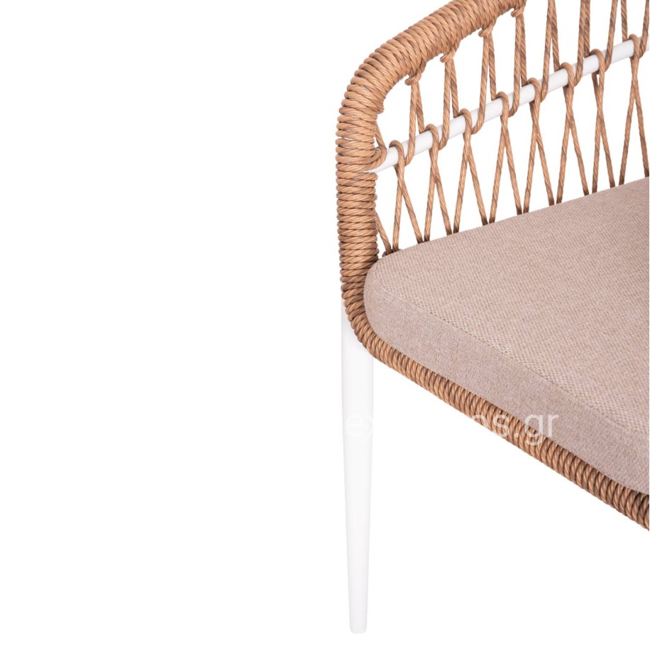 OUTDOOR DINING SET 7PCS KRUM HM21149 WHITE ALUMINUM--P.E. RATTAN