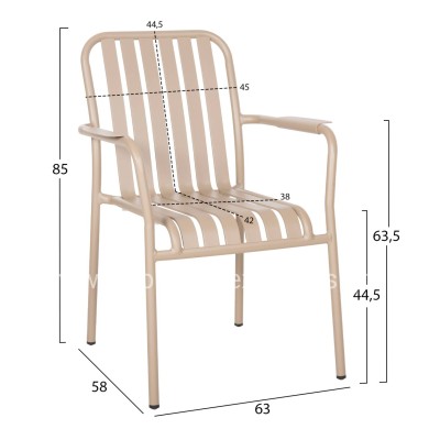 OUTDOOR DINING SET 7PCS KRUM HM21158 ALUMINUM IN CHAMPAGNE COLOR