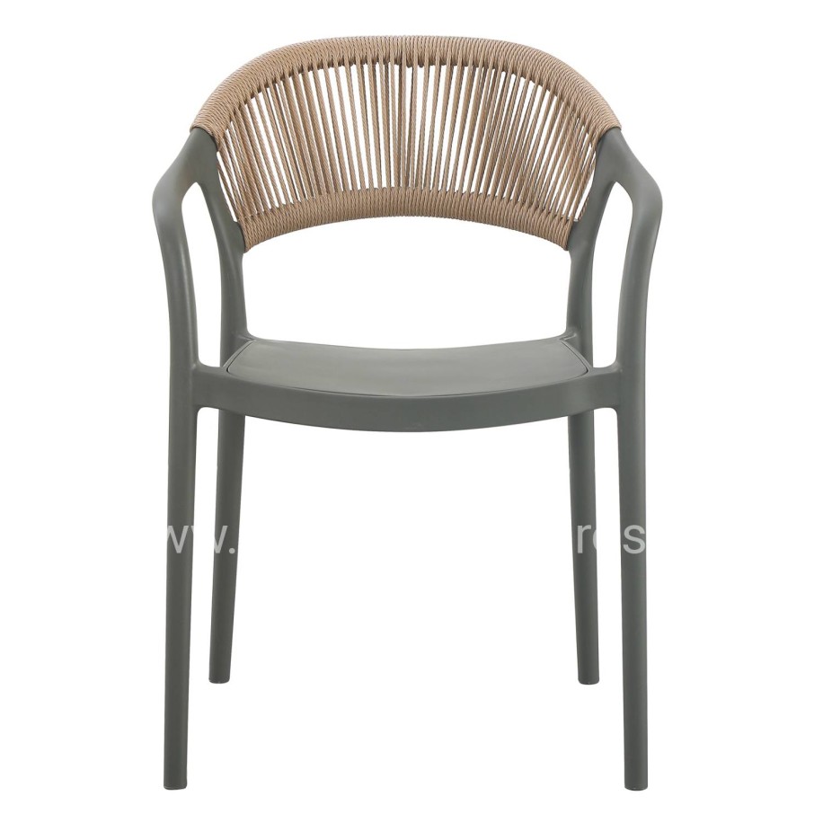 ARMCHAIR POLYPROPYLENE EVA HM6155.05 OLIVE GREEN-- BEIGE PP ROPE 56.5x53x80Hcm.