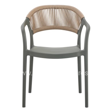ARMCHAIR POLYPROPYLENE EVA HM6155.05 OLIVE GREEN-- BEIGE PP ROPE 56.5x53x80Hcm.