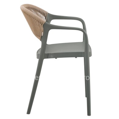 ARMCHAIR POLYPROPYLENE EVA HM6155.05 OLIVE GREEN-- BEIGE PP ROPE 56.5x53x80Hcm.