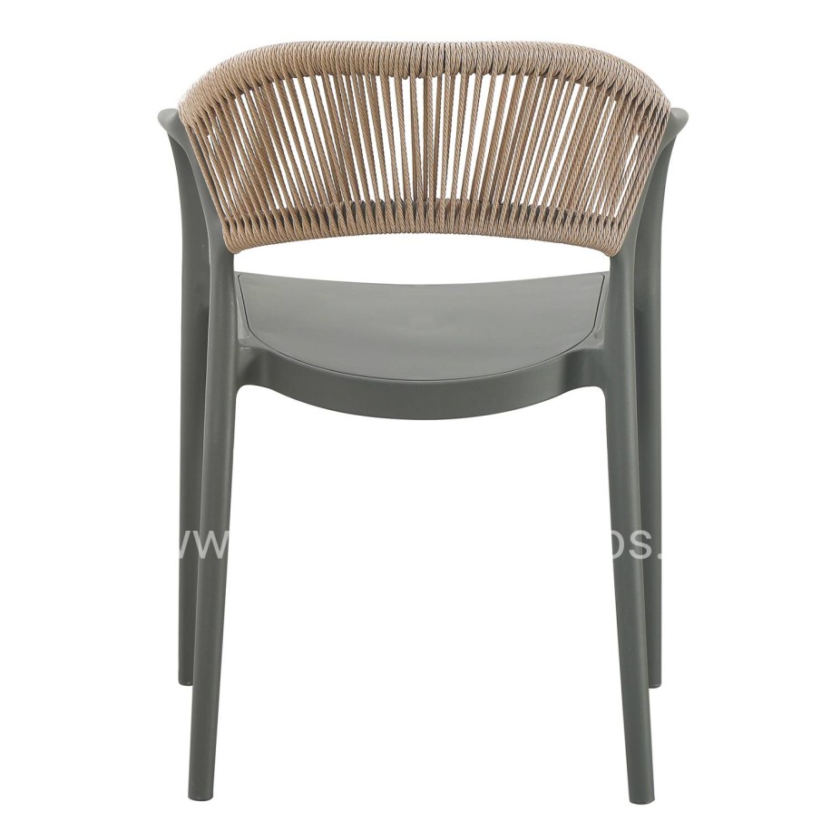 ARMCHAIR POLYPROPYLENE EVA HM6155.05 OLIVE GREEN-- BEIGE PP ROPE 56.5x53x80Hcm.