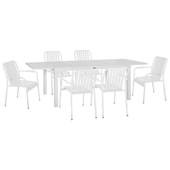 OUTDOOR DINING SET 7PCS KRUM HM21146 WHITE ALUMINUM