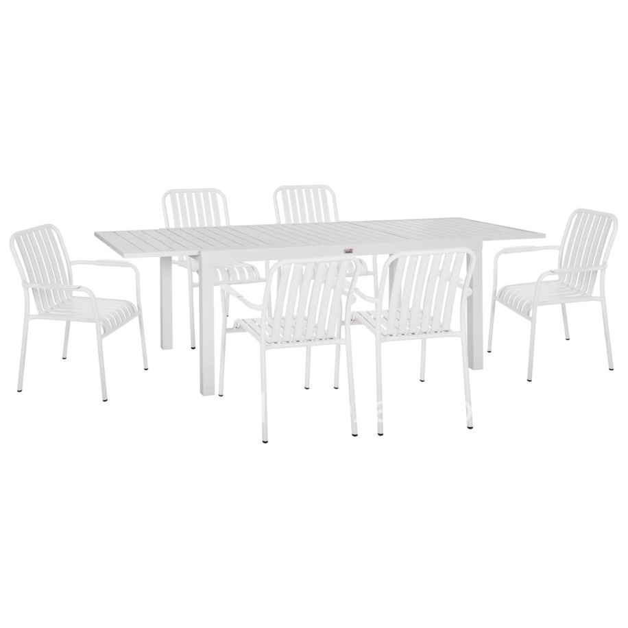 OUTDOOR DINING SET 7PCS KRUM HM21146 WHITE ALUMINUM