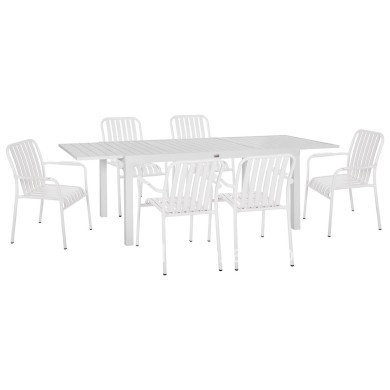 OUTDOOR DINING SET 7PCS KRUM HM21146 WHITE ALUMINUM