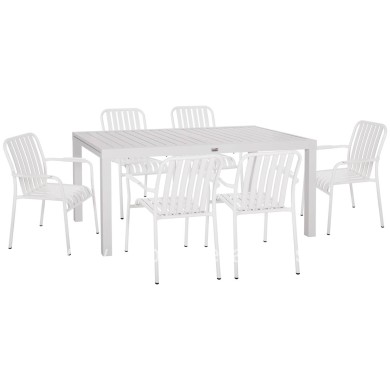 OUTDOOR DINING SET 7PCS KRUM HM21146 WHITE ALUMINUM