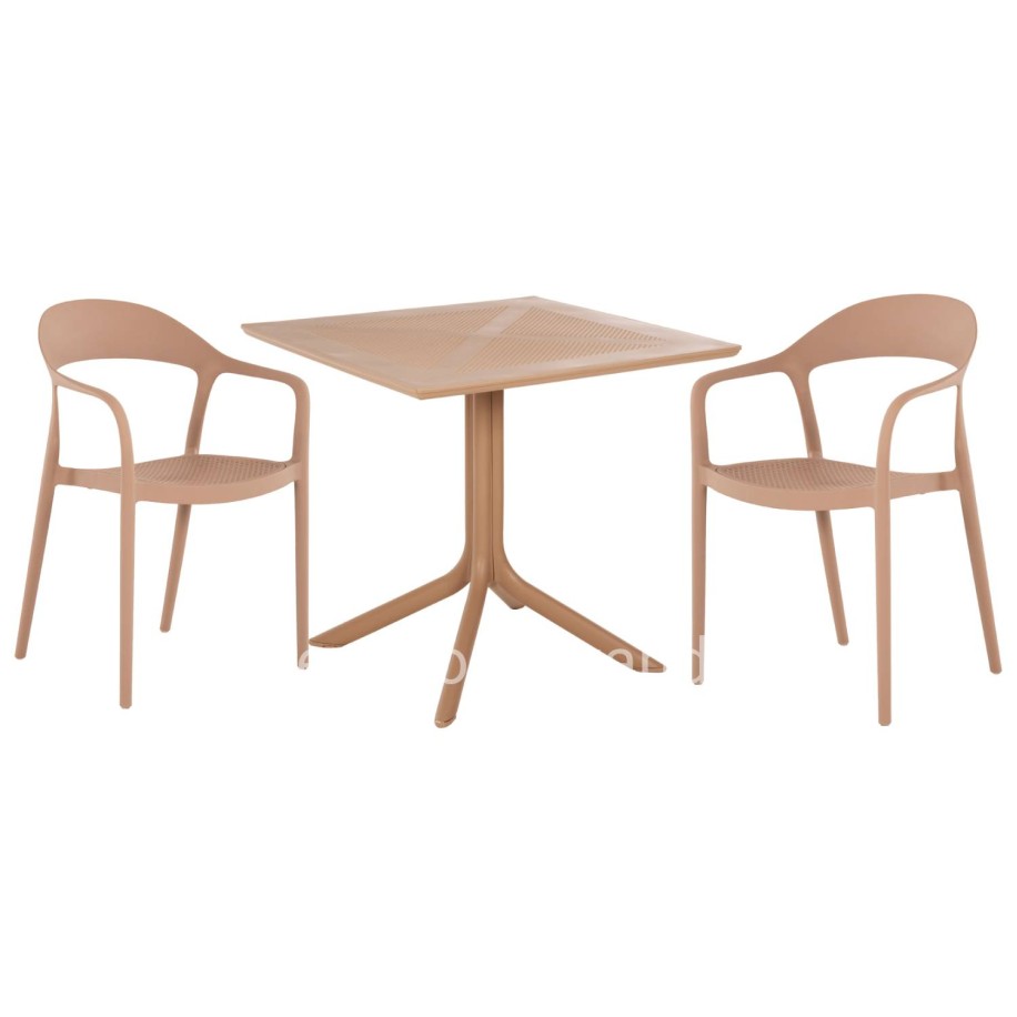 OUTDOOR DINING SET 3PCS CLEO HM21136 POLYPROPYLENE IN CAPPUCCINO COLOR