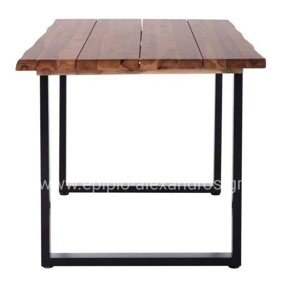 OUTDOOR DINING TABLE FRIGGO HM6296.01 ACACIA WOOD 3.5cm thick--METAL LEGS 140x80x77Hcm