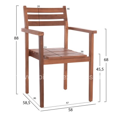 ARMCHAIR KEMPO HM6358 TEAK WOOD IN NATURAL--58x58.5x88Hcm.