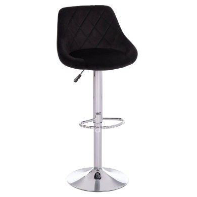 BAR STOOL ROSE HM204.44 CHROMED BASE & SUSPENSION & BLACK VELVET 48x45x105Hcm.