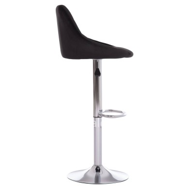 BAR STOOL ROSE HM204.44 CHROMED BASE & SUSPENSION & BLACK VELVET 48x45x105Hcm.