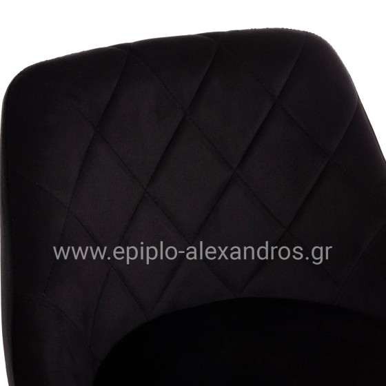 BAR STOOL ROSE HM204.44 CHROMED BASE & SUSPENSION & BLACK VELVET 48x45x105Hcm.