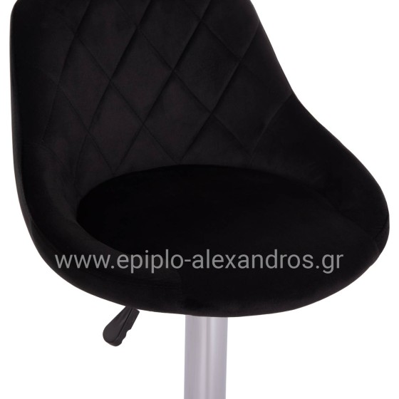 BAR STOOL ROSE HM204.44 CHROMED BASE & SUSPENSION & BLACK VELVET 48x45x105Hcm.