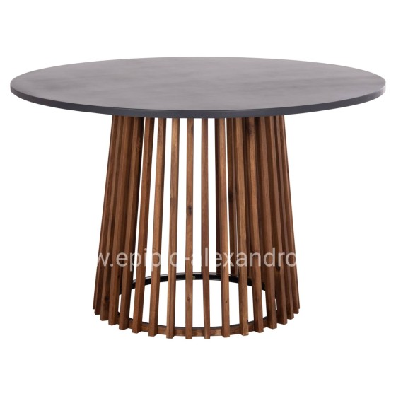 OUTDOOR ROUND DINING TABLE CRISTOBAL HM6235 ACACIA WOOD-CEMENT TOP Φ120x77Hcm.