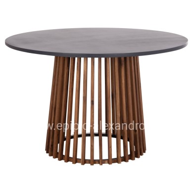OUTDOOR ROUND DINING TABLE CRISTOBAL HM6235 ACACIA WOOD-CEMENT TOP Φ120x77Hcm.