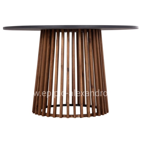OUTDOOR ROUND DINING TABLE CRISTOBAL HM6235 ACACIA WOOD-CEMENT TOP Φ120x77Hcm.