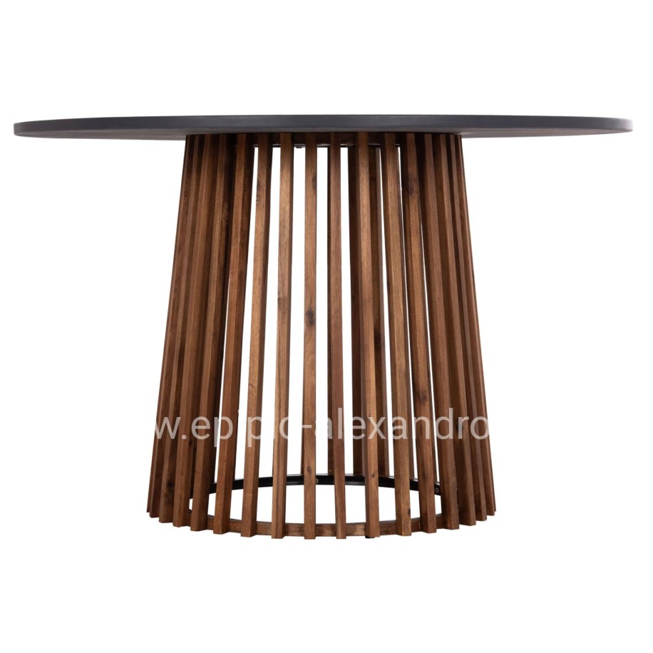 OUTDOOR ROUND DINING TABLE CRISTOBAL HM6235 ACACIA WOOD-CEMENT TOP Φ120x77Hcm.