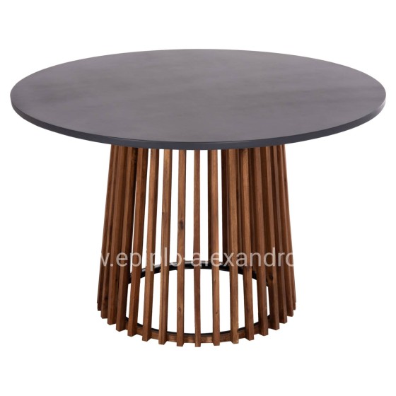 OUTDOOR ROUND DINING TABLE CRISTOBAL HM6235 ACACIA WOOD-CEMENT TOP Φ120x77Hcm.