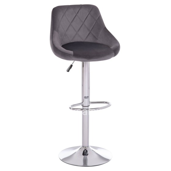 BAR STOOL ROSE HM204.41 CHROMED BASE & SUSPENSION & GREY VELVET 48x45x105Hcm.