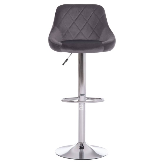 BAR STOOL ROSE HM204.41 CHROMED BASE & SUSPENSION & GREY VELVET 48x45x105Hcm.