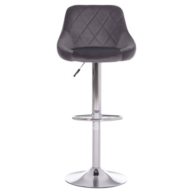 BAR STOOL ROSE HM204.41 CHROMED BASE & SUSPENSION & GREY VELVET 48x45x105Hcm.