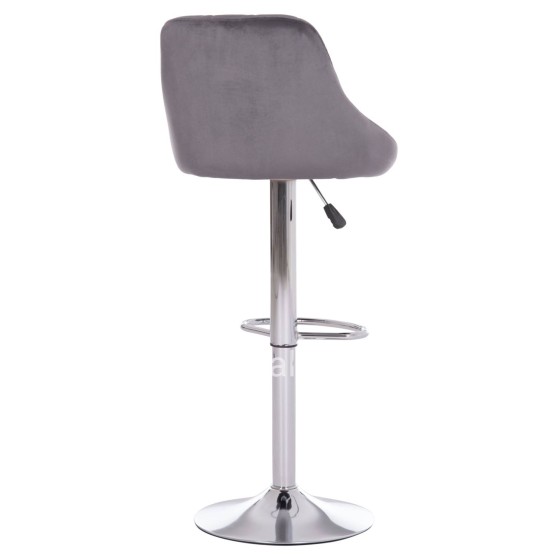 BAR STOOL ROSE HM204.41 CHROMED BASE & SUSPENSION & GREY VELVET 48x45x105Hcm.