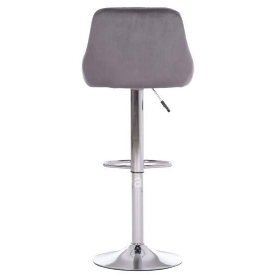BAR STOOL ROSE HM204.41 CHROMED BASE & SUSPENSION & GREY VELVET 48x45x105Hcm.