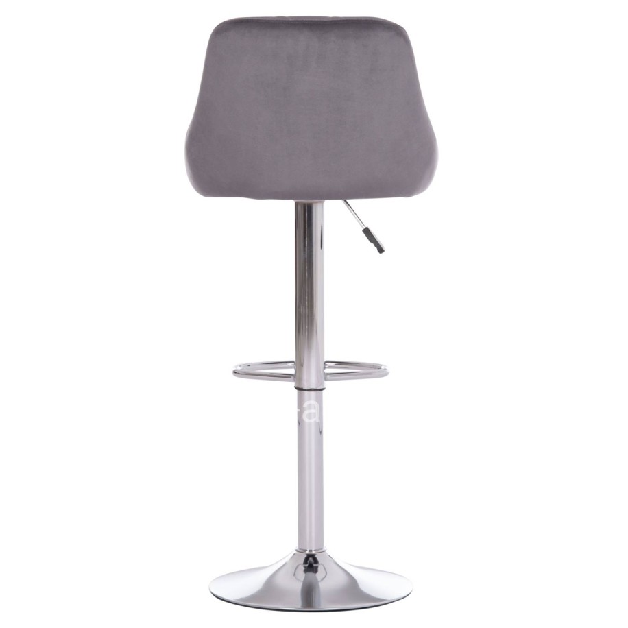 BAR STOOL ROSE HM204.41 CHROMED BASE & SUSPENSION & GREY VELVET 48x45x105Hcm.