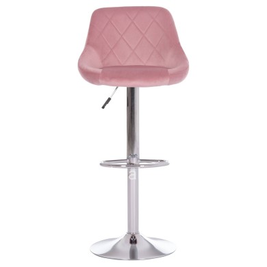BAR STOOL ROSE HM204.42 CHROMED BASE & SUSPENSION & DUSTY PINK VELVET 48x45x105Hcm.