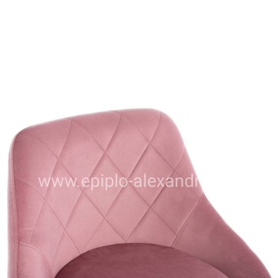 BAR STOOL ROSE HM204.42 CHROMED BASE & SUSPENSION & DUSTY PINK VELVET 48x45x105Hcm.