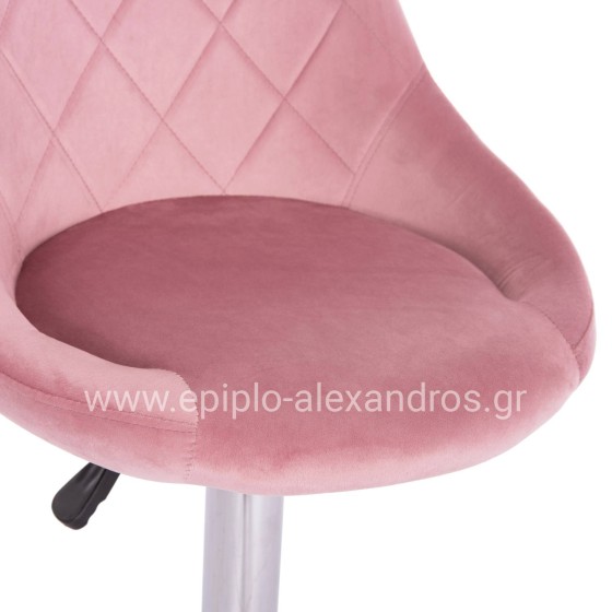 BAR STOOL ROSE HM204.42 CHROMED BASE & SUSPENSION & DUSTY PINK VELVET 48x45x105Hcm.