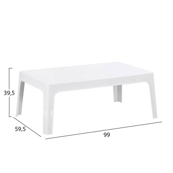 RECTANGULAR COFFEE TABLE SLEEK HM6367.01 POLYPROPYLENE IN WHITE 99x59.5x39.5Hcm.