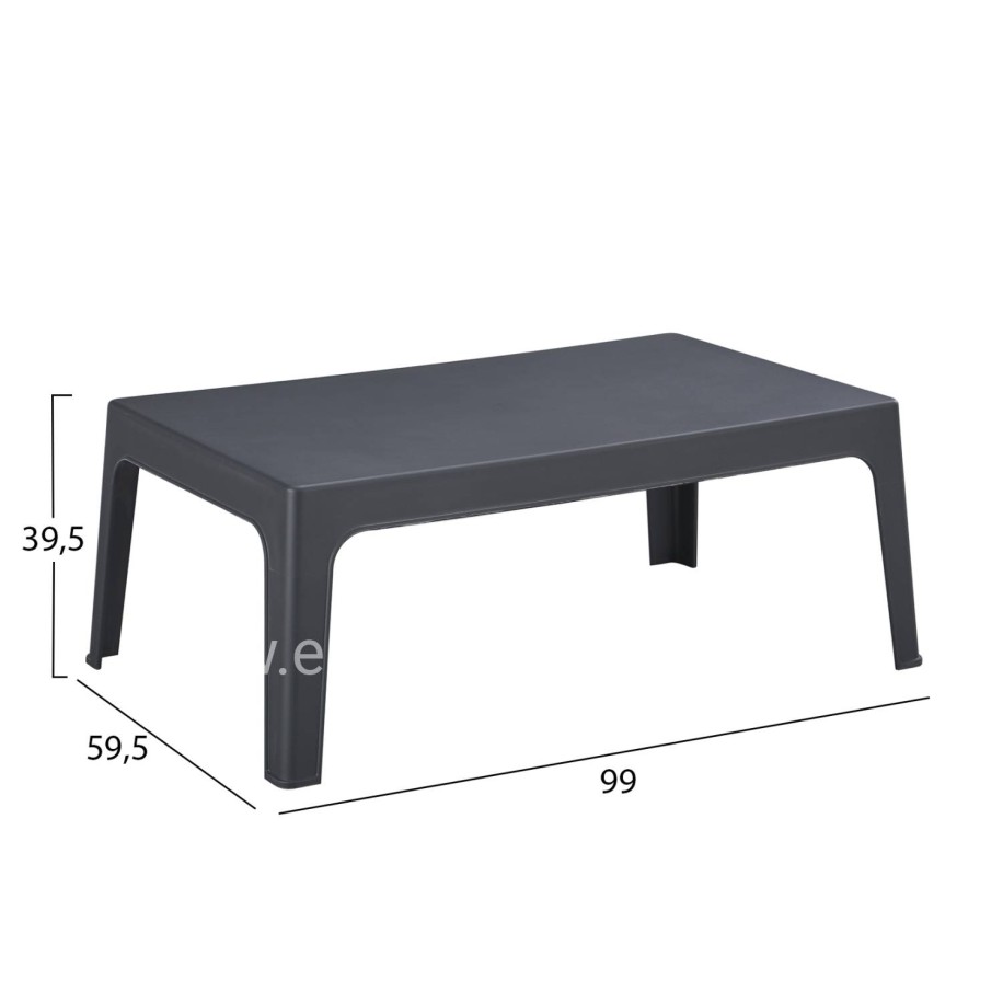 RECTANGULAR COFFEE TABLE SLEEK HM6367.10 POLYPROPYLENE IN DARK GREY 99x59.5x39.5Hcm.