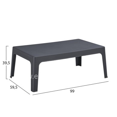 RECTANGULAR COFFEE TABLE SLEEK HM6367.10 POLYPROPYLENE IN DARK GREY 99x59.5x39.5Hcm.