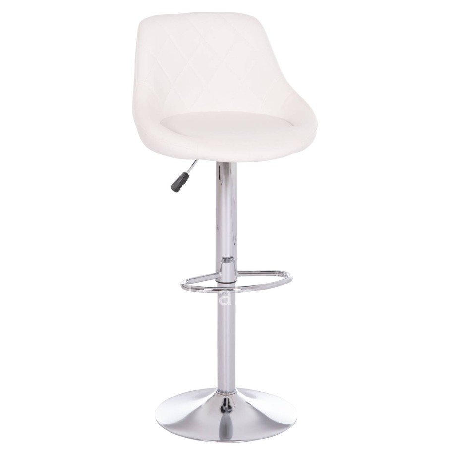 BAR STOOL ROSE HM204.22 CHROMED BASE & SUSPENSION & WHITE PU 48x45x105Hcm.