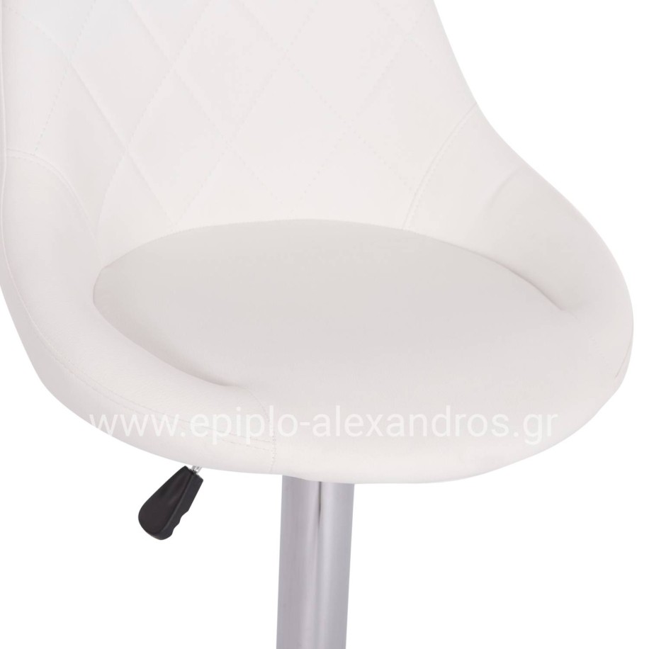 BAR STOOL ROSE HM204.22 CHROMED BASE & SUSPENSION & WHITE PU 48x45x105Hcm.