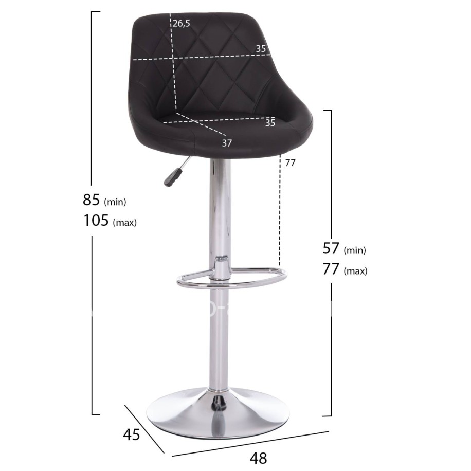 BAR STOOL ROSE HM204.21 CHROMED BASE & SUSPENSION & BLACK PU 48x45x105Hcm.