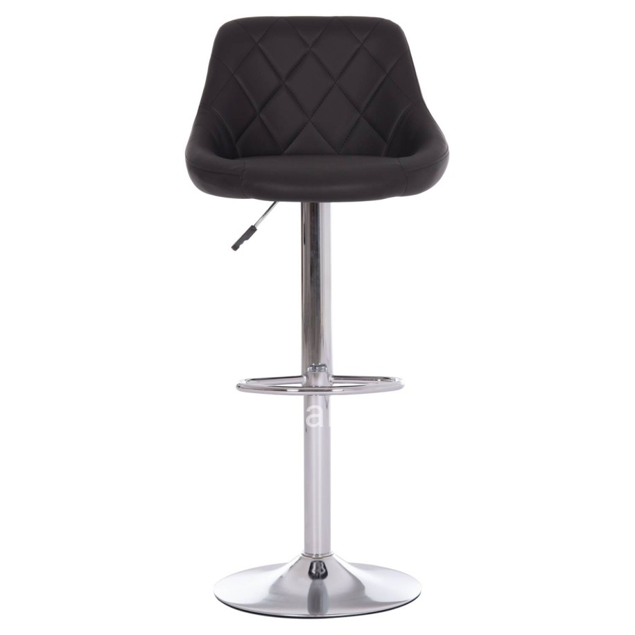 BAR STOOL ROSE HM204.21 CHROMED BASE & SUSPENSION & BLACK PU 48x45x105Hcm.