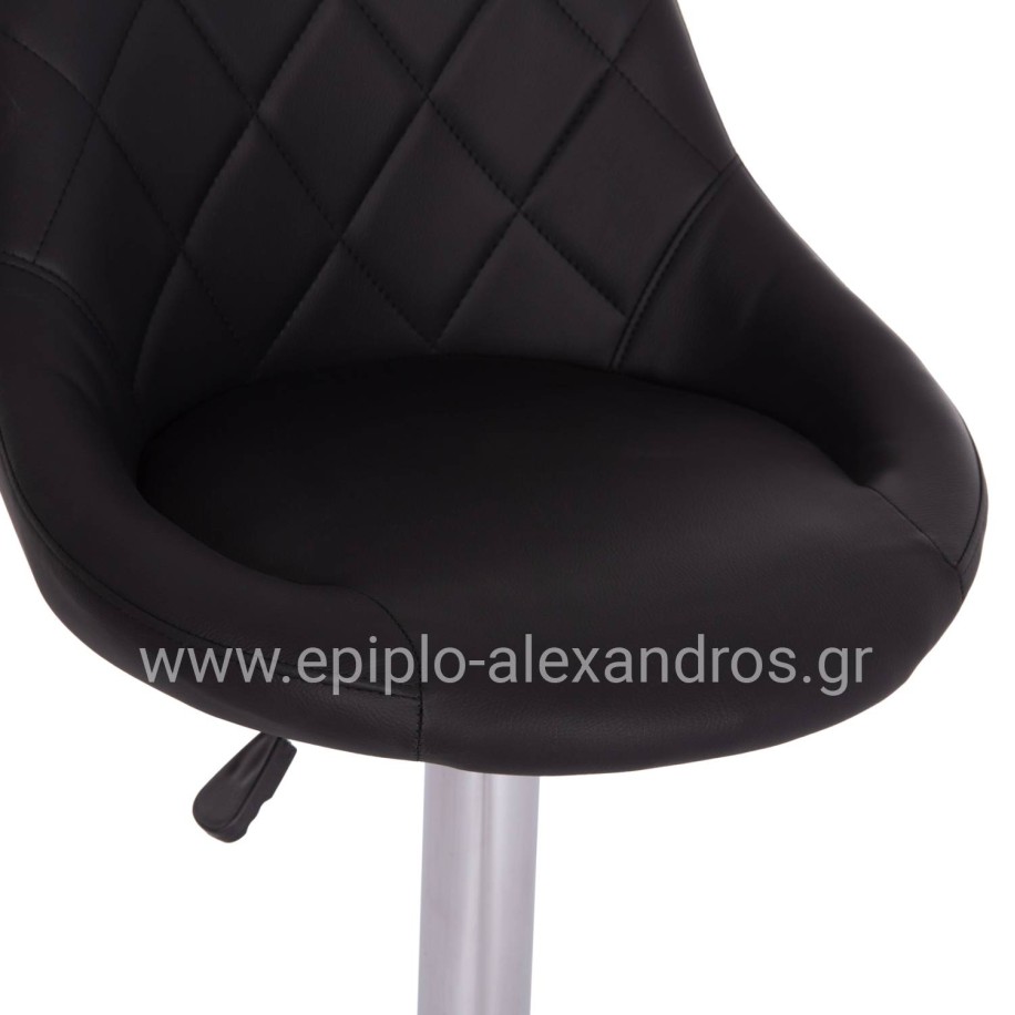 BAR STOOL ROSE HM204.21 CHROMED BASE & SUSPENSION & BLACK PU 48x45x105Hcm.