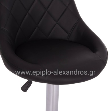 BAR STOOL ROSE HM204.21 CHROMED BASE & SUSPENSION & BLACK PU 48x45x105Hcm.