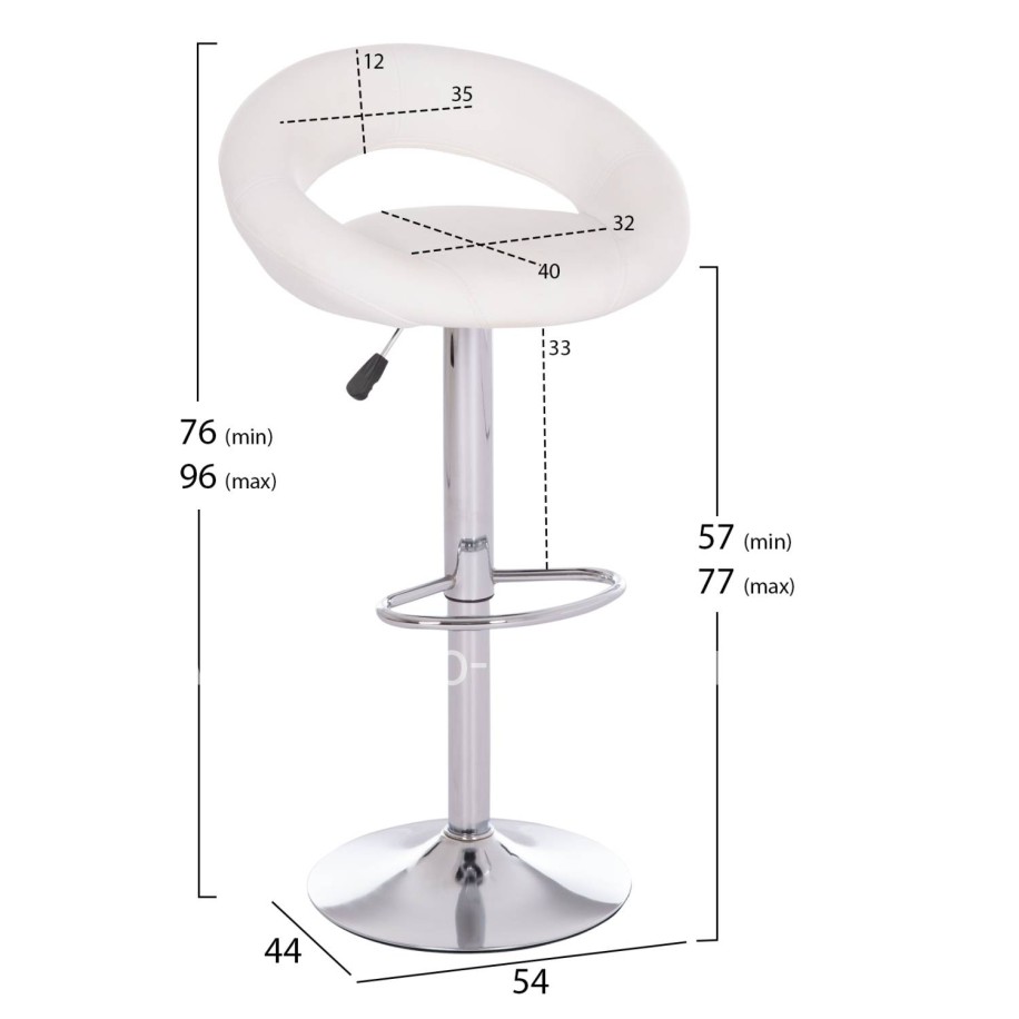 BAR STOOL SWIVEL REA HM203.22 WITH SUSPENSION-WHITE PU 54x47x96Hcm.