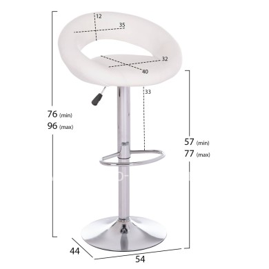 BAR STOOL SWIVEL REA HM203.22 WITH SUSPENSION-WHITE PU 54x47x96Hcm.